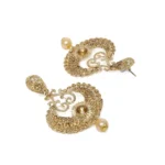 Women's Rose Gold Plated Alloy Kundan Earrings & Mangtikka (Gold)