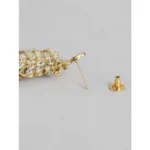 Women's Rose Gold Plated Alloy Kundan Earrings & Mangtikka (White)