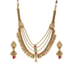 Women's Rose Gold Plated Alloy Necklace & Earings Set (Multicolor)