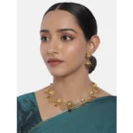 Women's Rose Gold Plated Alloy Necklace Set (Green & Red)