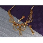 Women's Rose Gold Plated Alloy Necklace Set (Green & Red)