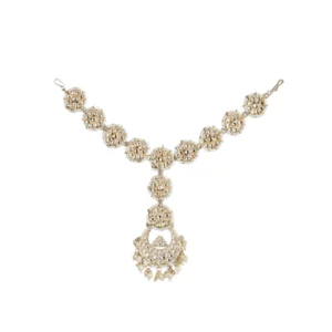 Women's Rose Gold Plated Alloy Matha Patti (White)