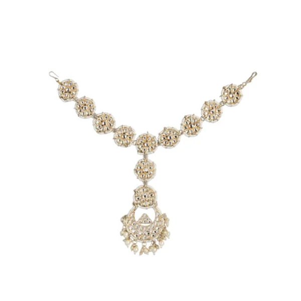 Women's Rose Gold Plated Alloy Matha Patti (White)