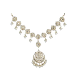 Women's Rose Gold Plated Alloy Matha Patti (White)