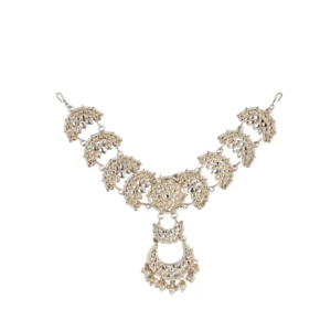 Women's Rose Gold Plated Alloy Matha Patti (White)