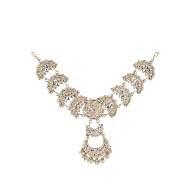 Women's Rose Gold Plated Alloy Matha Patti (White)