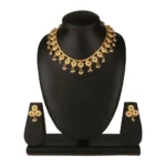 Women's Rose Gold Plated Alloy Necklace & Earings Set (Green & Red)