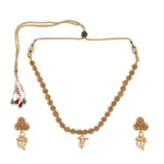 Women's Rose Gold Plated Alloy Necklace & Earings Set (Gold)