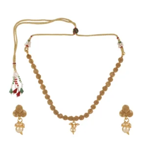 Women's Rose Gold Plated Alloy Necklace & Earings Set (Gold)