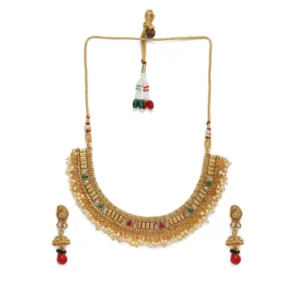 Women's Rose Gold Plated Alloy Necklace & Earings Set (Multicolor)