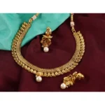 Women's Rose Gold Plated Alloy Necklace & Earings Set (Gold)