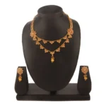 Women's Rose Gold Plated Alloy Necklace & Earings Set (White)