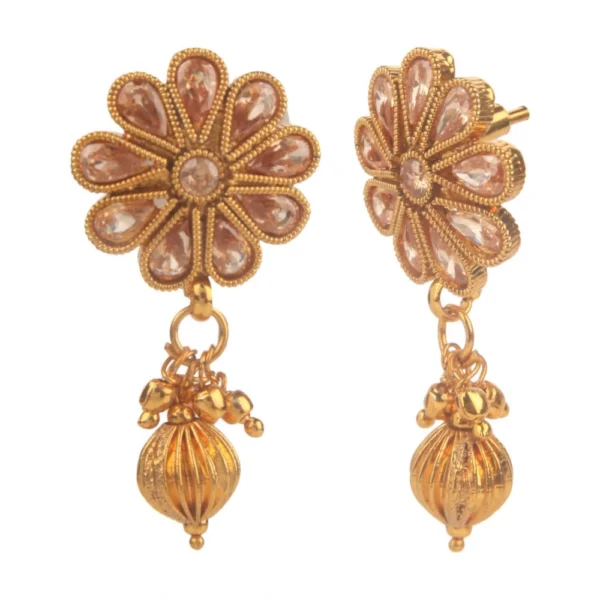 Women's Rose Gold Plated Alloy Necklace & Earings Set (White)