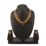 Women's Rose Gold Plated Alloy Necklace & Earings Set (Green & Red)