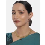 Women's Rose Gold Plated Alloy Necklace & Earings Set (Green & Red)
