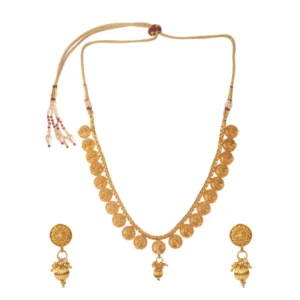 Women's Rose Gold Plated Alloy Necklace & Earings Set (Gold)