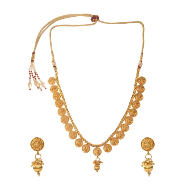 Women's Rose Gold Plated Alloy Necklace & Earings Set (Gold)