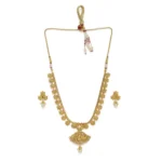 Women's Rose Gold Plated Alloy Necklace & Earings Set (Gold)