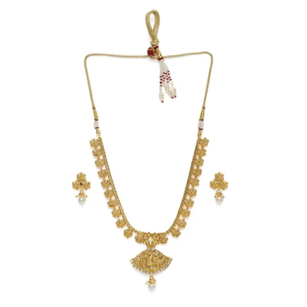 Women's Rose Gold Plated Alloy Necklace & Earings Set (Gold)