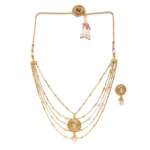 Women's Rose Gold Plated Alloy Necklace & Earings Set (Gold)