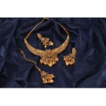 Women's Rose Gold Plated Alloy Necklace & Earings Set (Gold)