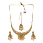 Women's Rose Gold Plated Alloy Necklace & Earings Set (Gold)