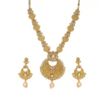 Women's Rose Gold Plated Alloy Necklace & Earings Set (Gold)