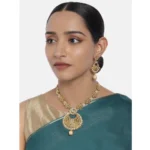 Women's Rose Gold Plated Alloy Necklace & Earings Set (Gold)