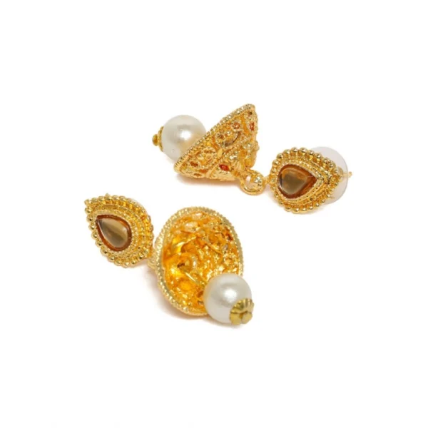 Women's Rose Gold Plated Alloy Necklace & Earings Set (Gold)