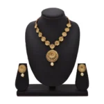 Women's Rose Gold Plated Alloy Necklace & Earings Set (Gold)