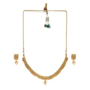 Women's Rose Gold Plated Alloy Necklace & Earings Set (Gold)