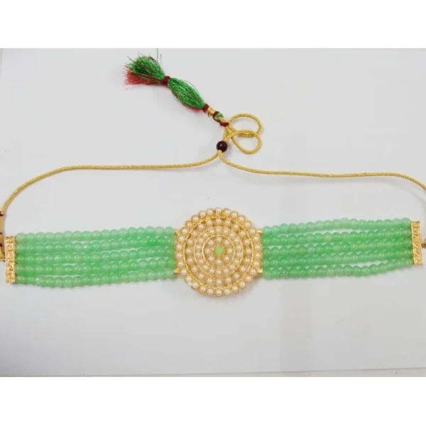 Women's Rose Gold Plated Alloy Necklace & Earings Set (Mint Green)
