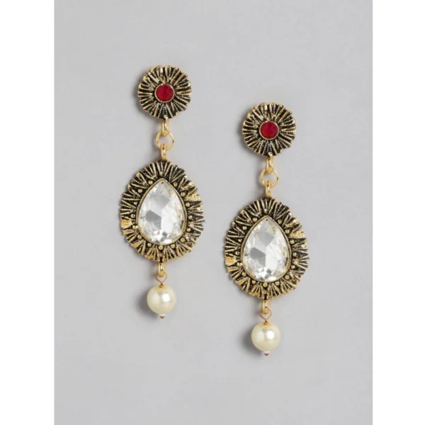 Women's Rose Gold Plated Alloy Necklace & Earings Set (Multicolor)