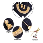 Women's Rose Gold Plated Alloy Necklace & Earings Set (Gold)