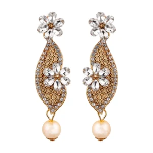 Women's Rose Gold Plated Alloy Earrings (White)