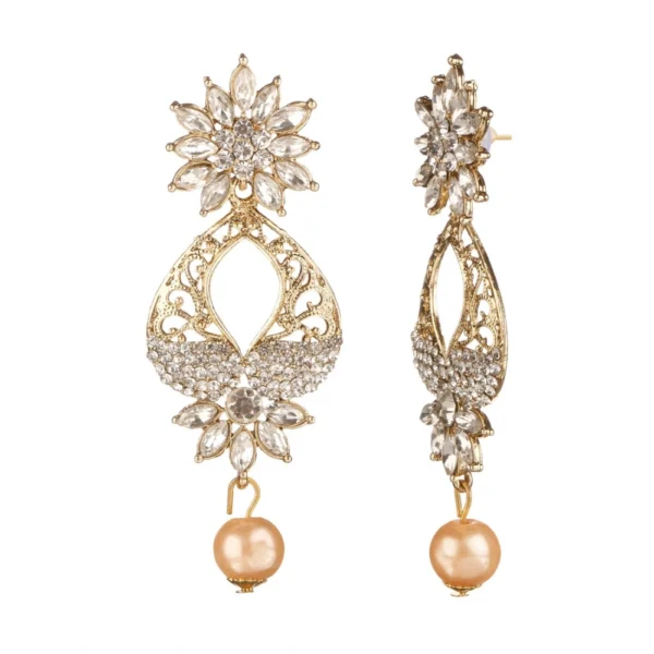 Women's Rose Gold Plated Alloy Earrings (White)