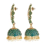 Women's Rose Gold Plated Alloy Earrings (Green)