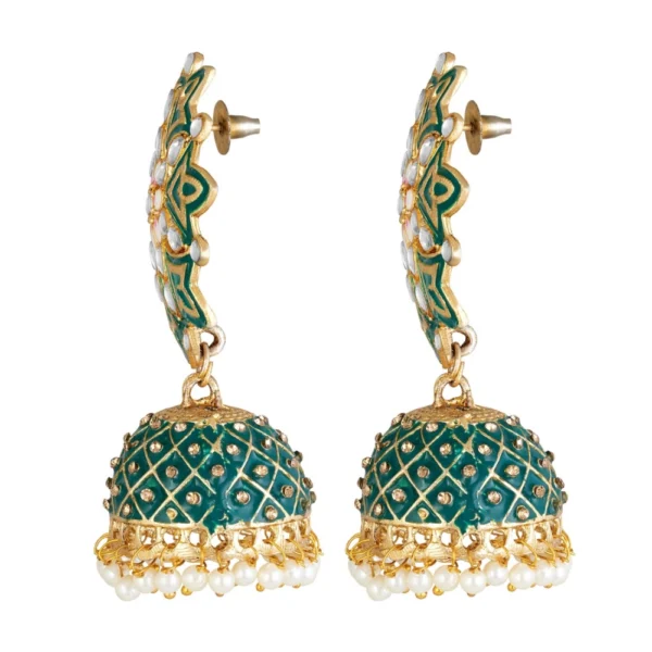 Women's Rose Gold Plated Alloy Earrings (Green)