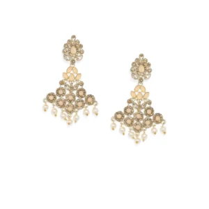Women's Rose Gold Plated Alloy Earrings (Gold & Pink)