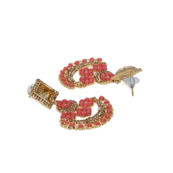 Women's Rose Gold Plated Alloy Earrings (Gold & Pink)