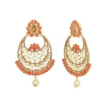 Women's Rose Gold Plated Alloy Earrings (Gold & Orange)