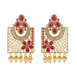 Women's Rose Gold Plated Alloy Earrings (Gold & Pink)