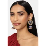 Women's Rose Gold Plated Alloy Earrings (Blue)