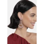 Women's Rose Gold Plated Alloy Earrings (Pink)