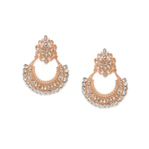 Women's Rose Gold Plated Alloy Earrings (White)