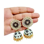 Women's Rose Gold Plated Alloy Earrings (White & Green)