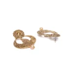 Women's Rose Gold Plated Alloy Kundan Earrings & Mangtikka (Gold)