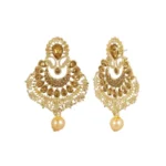 Women's Rose Gold Plated Alloy Kundan Earrings & Mangtikka (Gold)