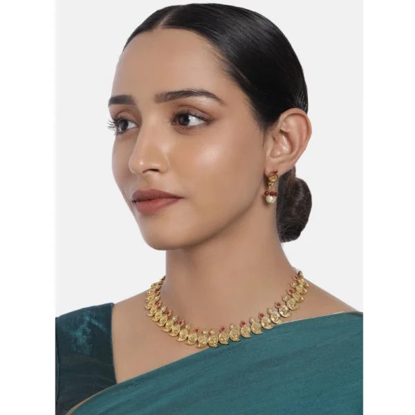 Women's Rose Gold Plated Alloy Jewellery Set (Red & White)