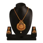 Women's Rose Gold Plated Alloy Jewellery Chain Pendant Sets (Gold & Red)